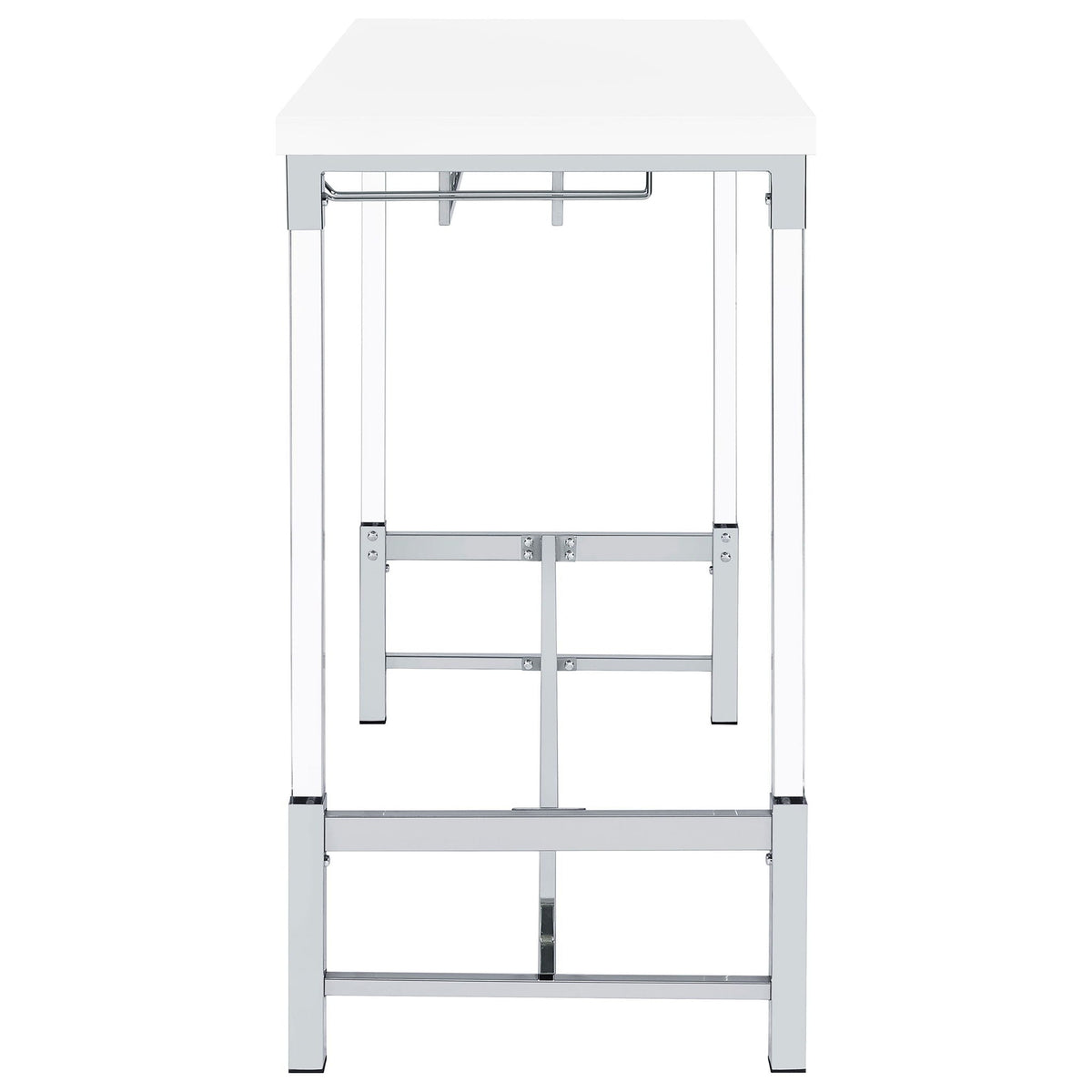 Tonneson - Bar Table With Trestle Base And Wine Storage - White