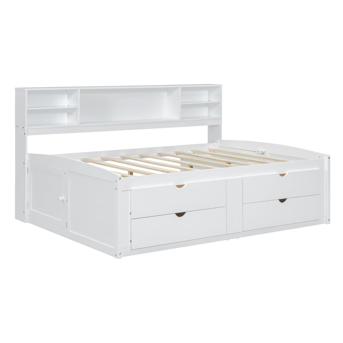 Daybed With 2 Bedside Cabinets, Upper Shelves And 4 Drawers