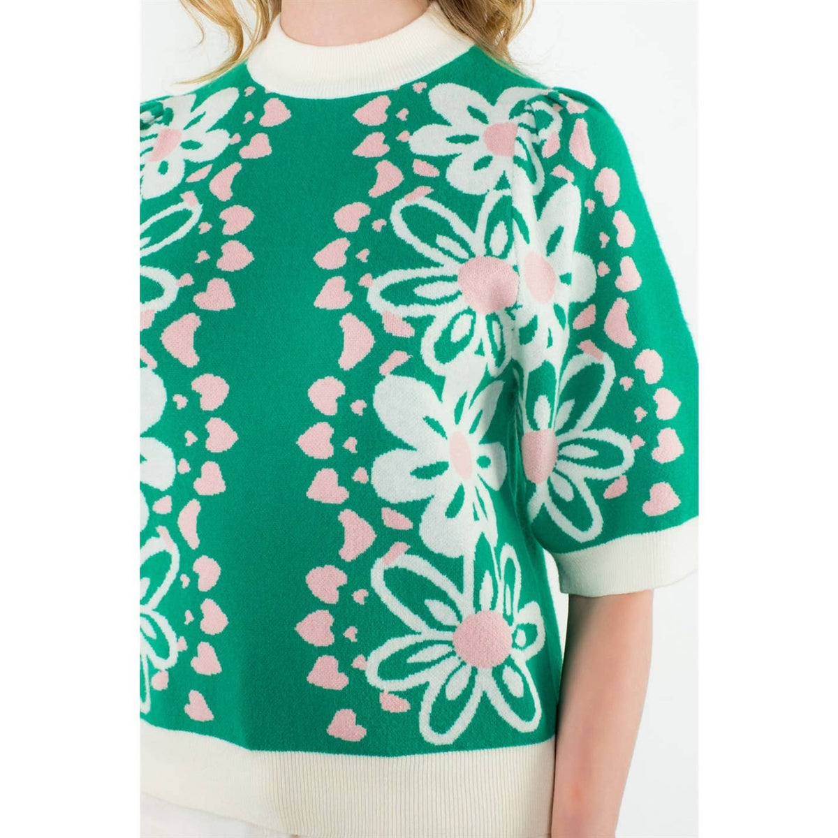 Brynn - Flower Knit Sweater Top
