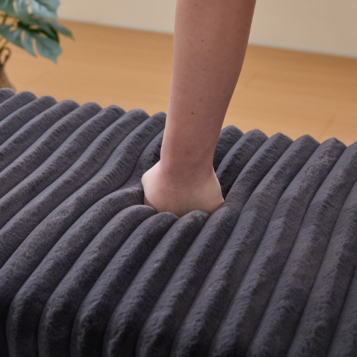 Upholstered Ottoman Coffee Table Foot Rest With Open Storage