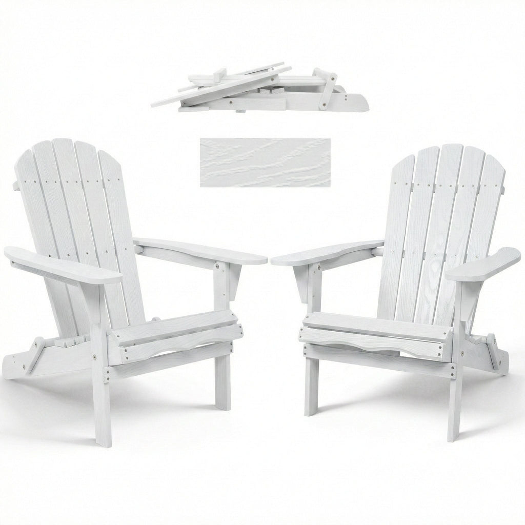 Folding Adirondack Lounge Chair With Embossed Grain Texture