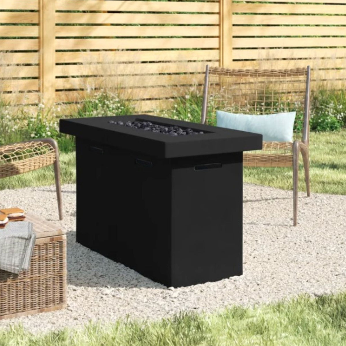 Reinforced Propane Outdoor Fire Pit Table Durable Construction - Charcoal