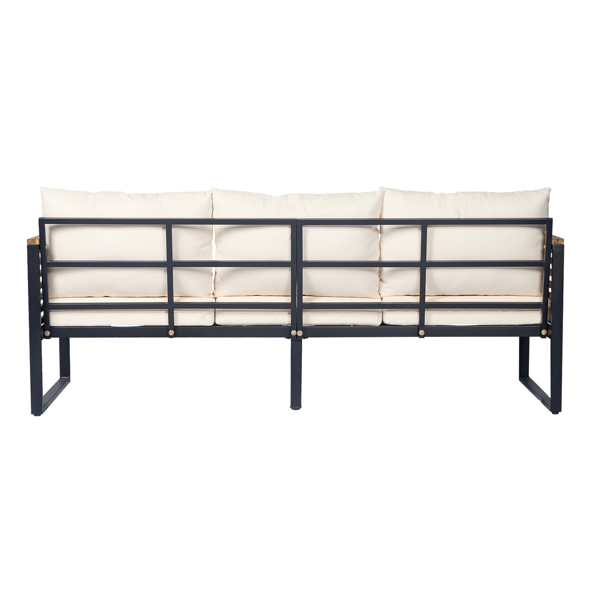 Outdoor 4-Piece Acacia Wood and Metal Patio Sofa Set