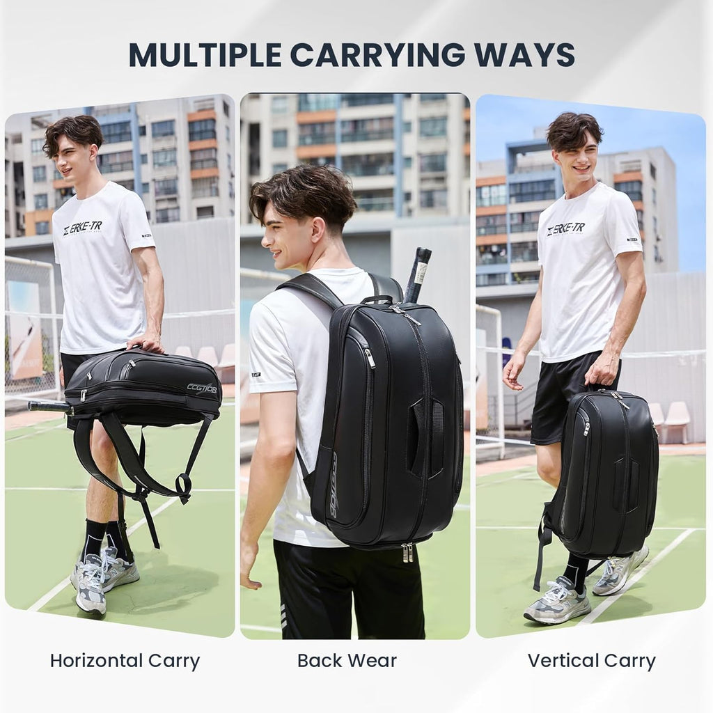 Tennis Racket Bag Pickleball Padel Backpack with Shoe Compartment, Laptop Sleeve,Fence Hook,Ball Sleeve