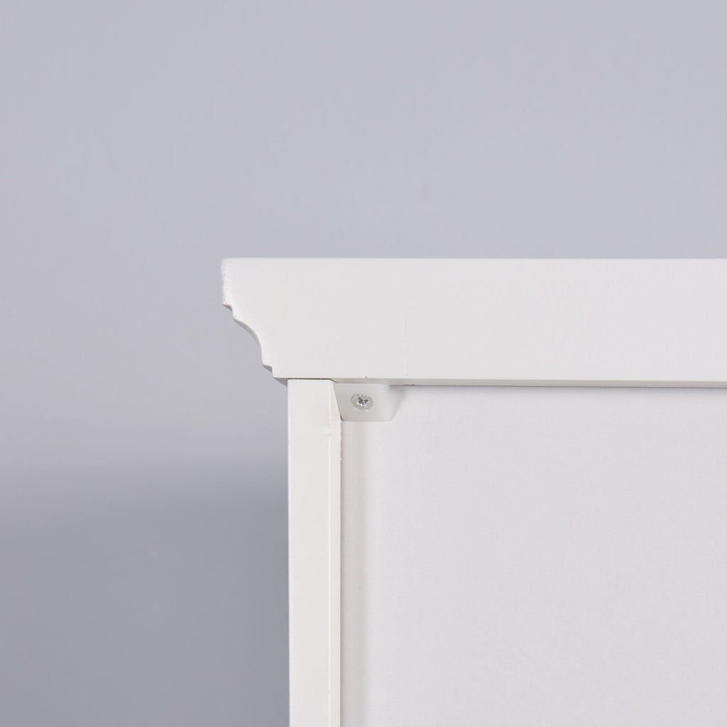 Wooden Bathroom Floor Storage Cabinet With 2 Doors And 6 Shelves - White