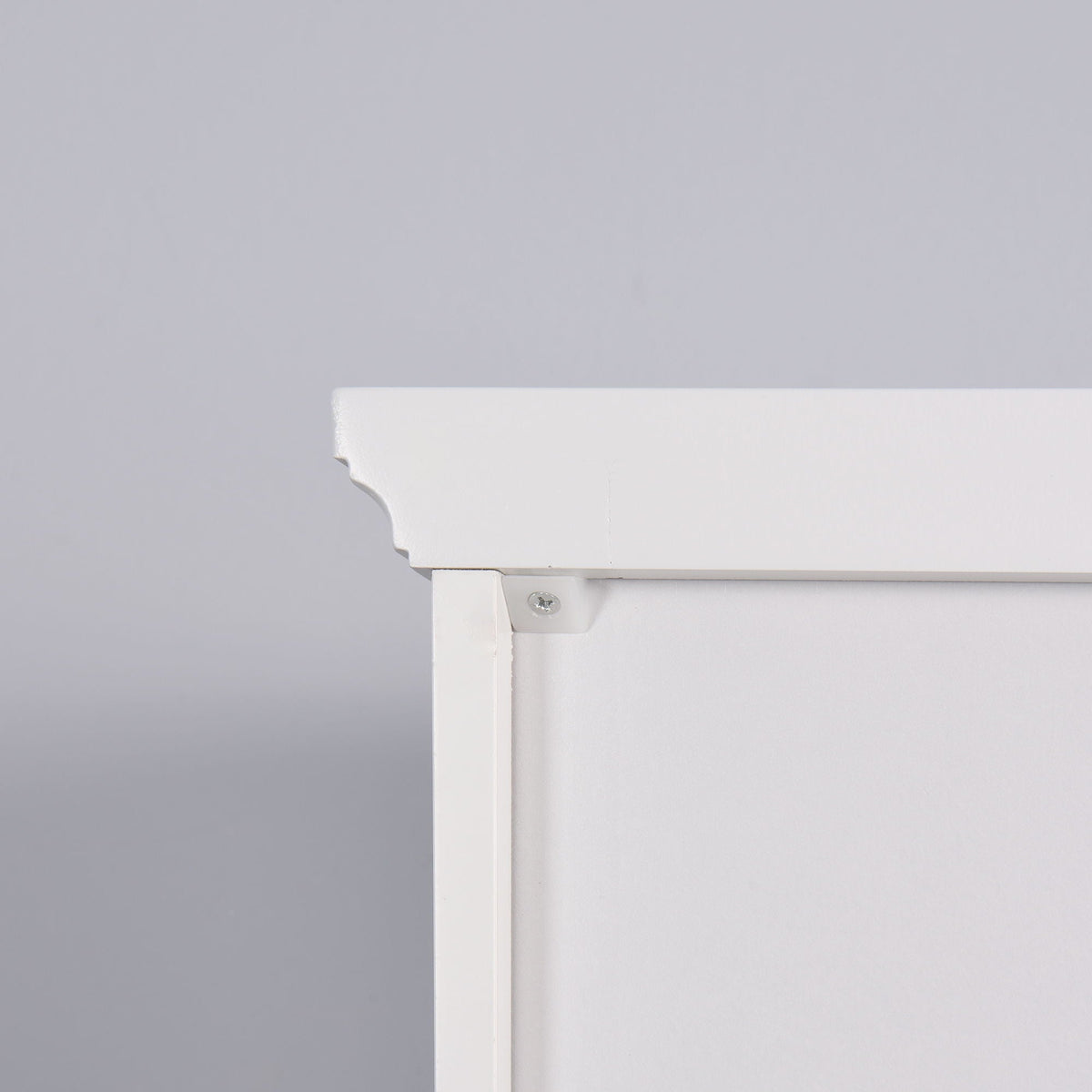 Wooden Bathroom Floor Storage Cabinet With 2 Doors And 6 Shelves - White
