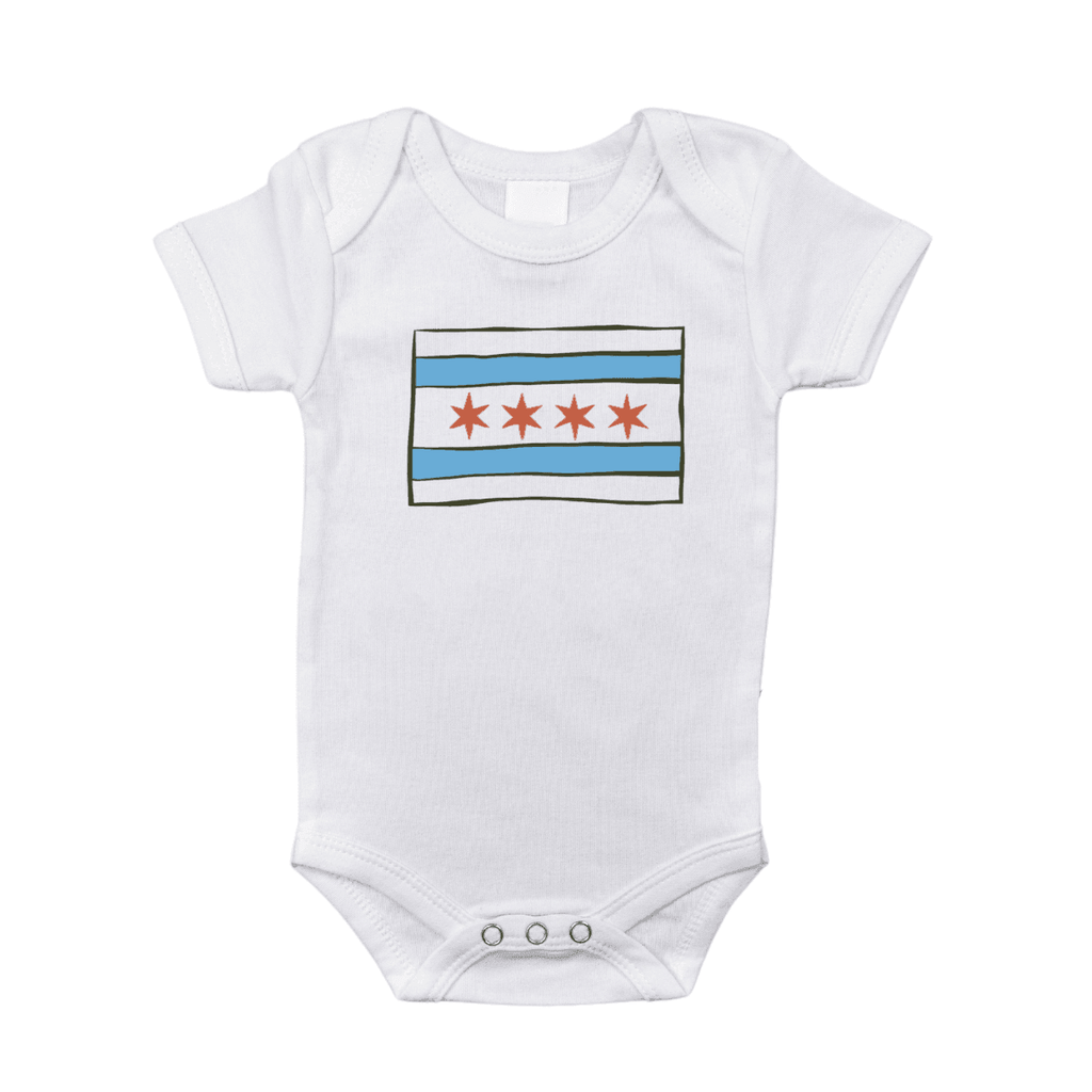 Chicago Flag Baby Gift Bundle Swaddle, Bib, and Onesie