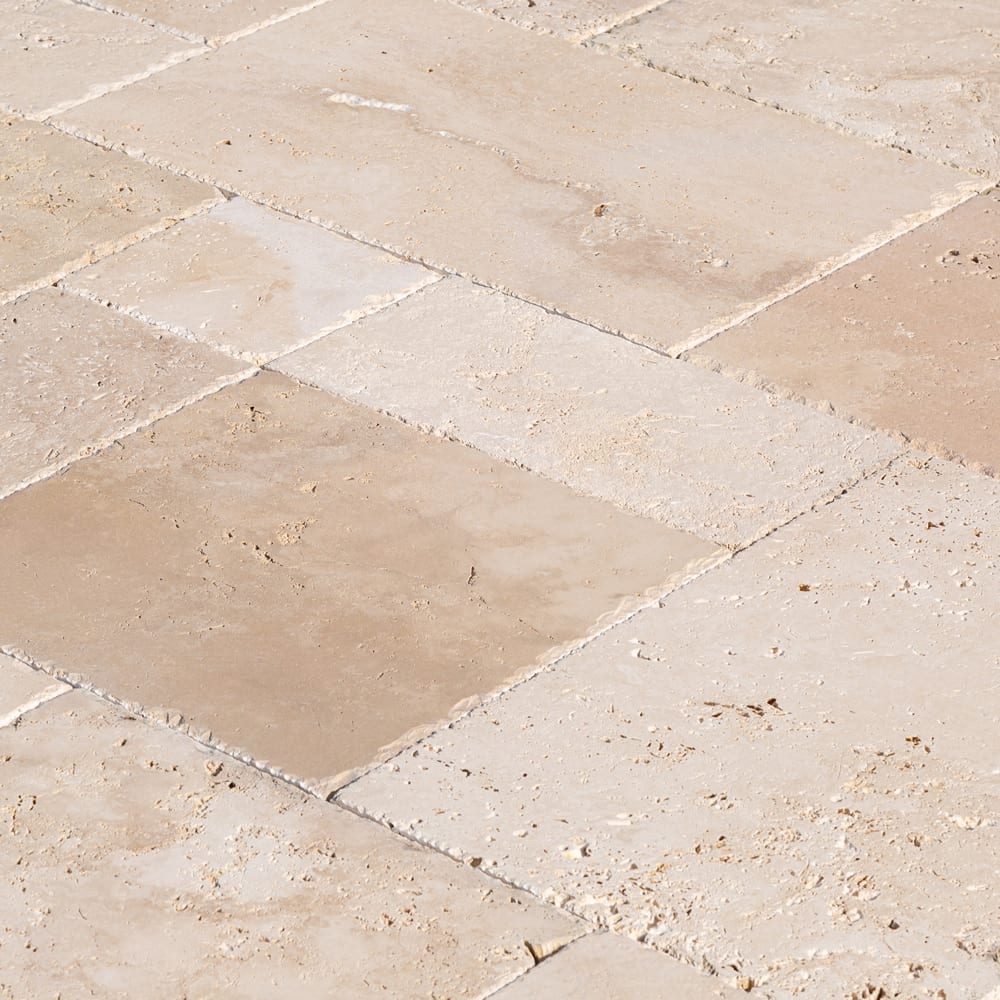 Classic Beige Travertine Tiles Antique Pattern Brushed and Chiseled - Livfloors Collection