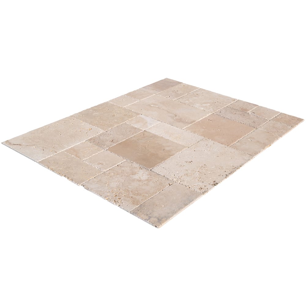 Classic Beige Travertine Tiles Antique Pattern Brushed and Chiseled - Livfloors Collection