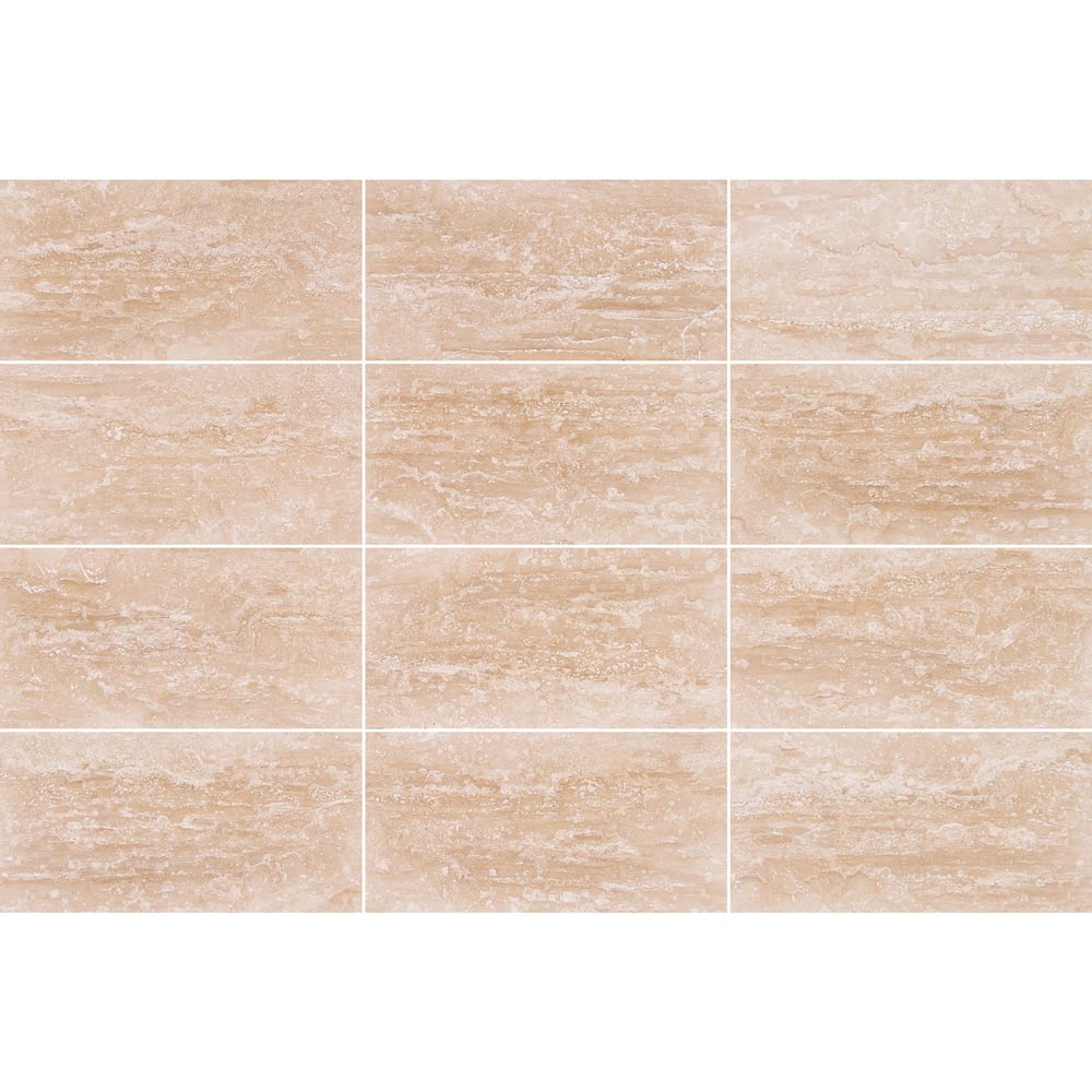 Classic Light Vein-cut Travertine Floor and Wall Tile 12"x24" - Livfloors Collection