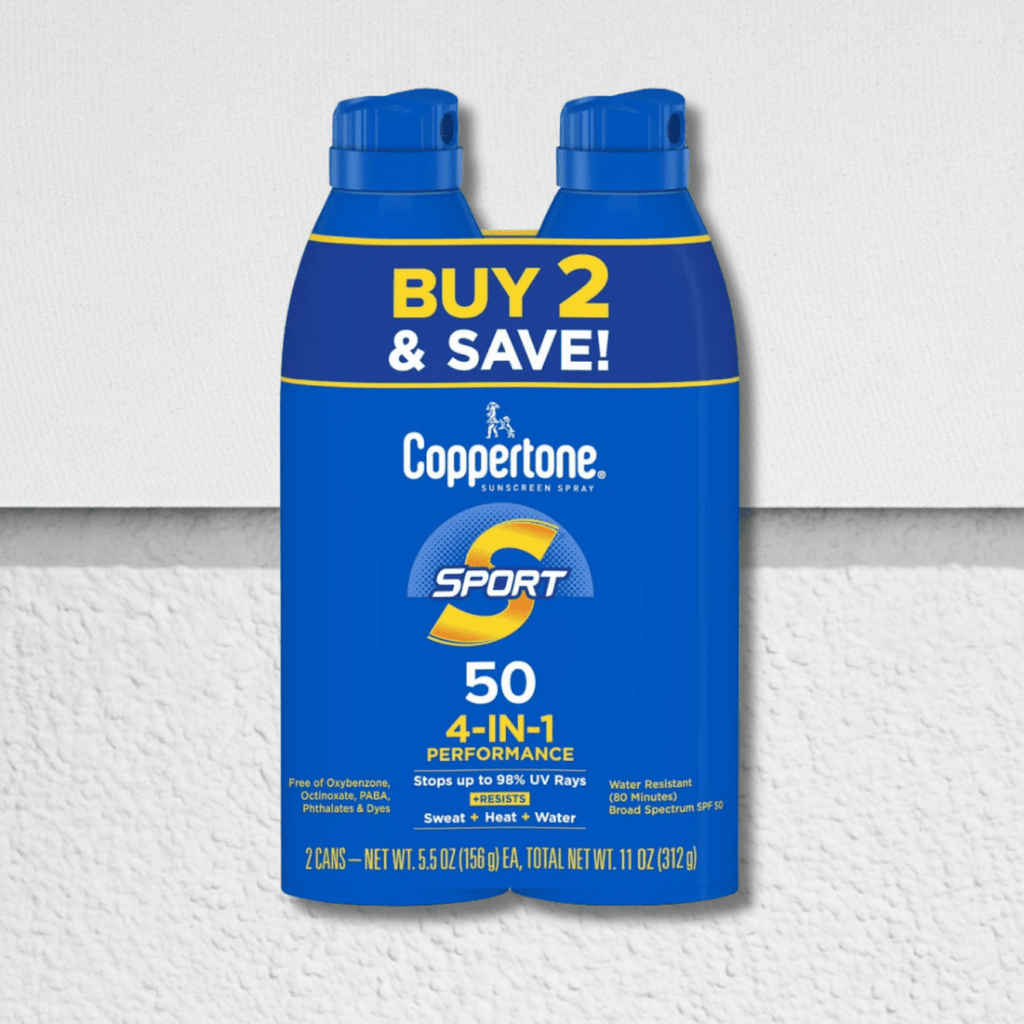 Coppertone Sunscreen Spray Sport SPF 50 4-IN-1 Pack of 2 5.5oz