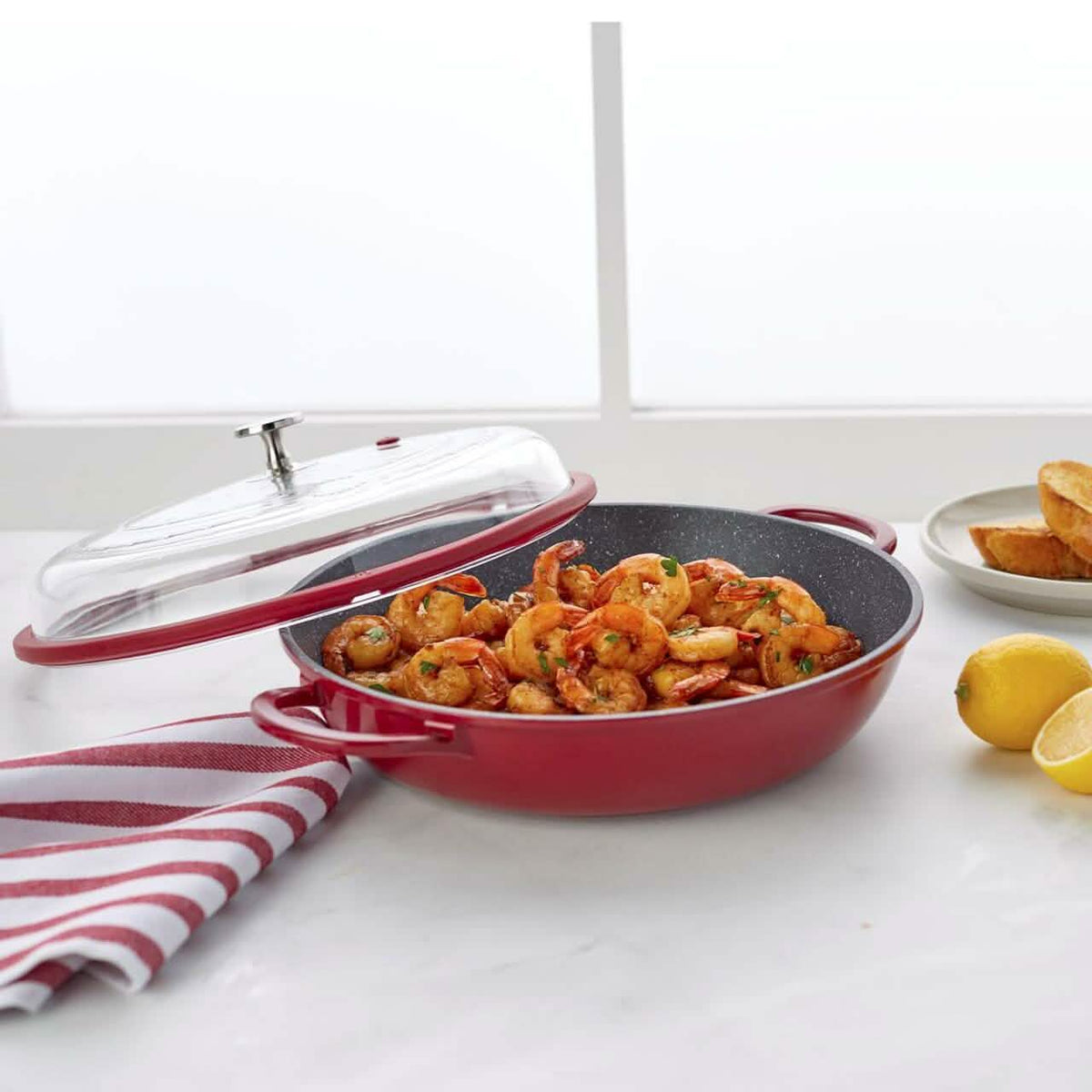 Curtis Stone 4-Quart Cast Aluminum Pan with Glass Lid (Refurbished)