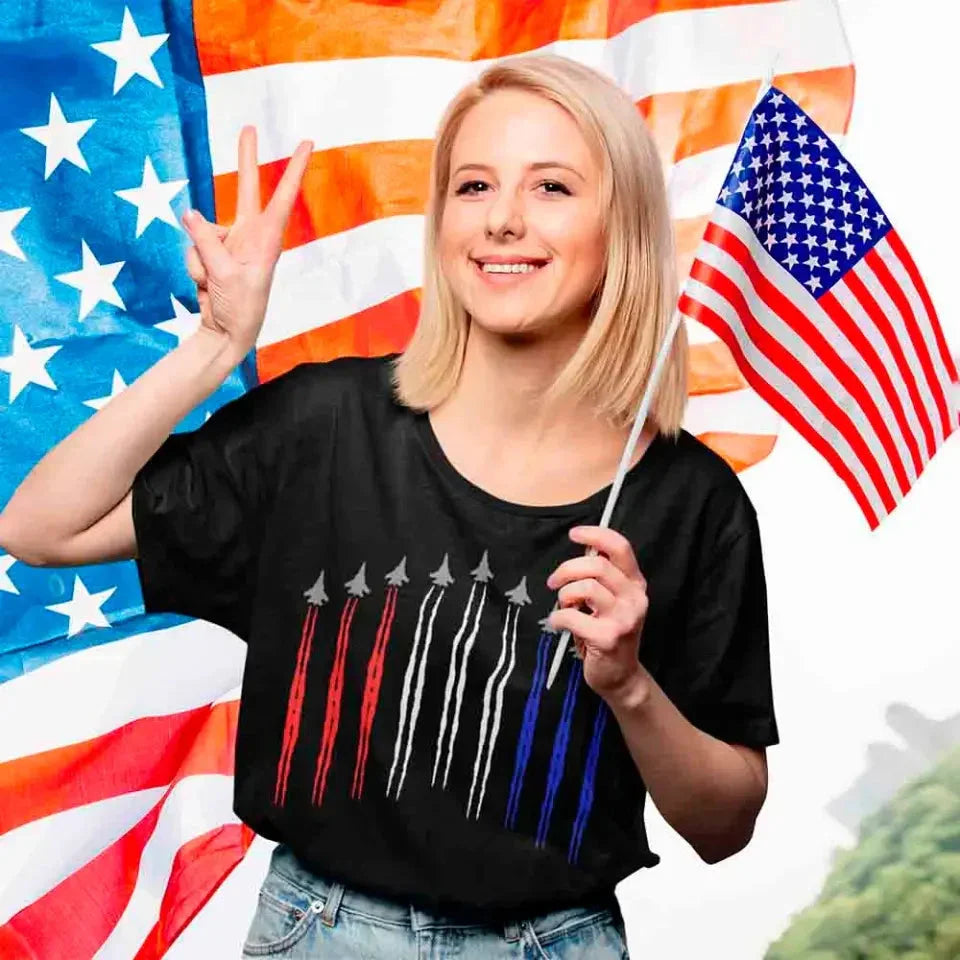 Air Force Flyover Red White And Blue for Adult and Kids T-shirt