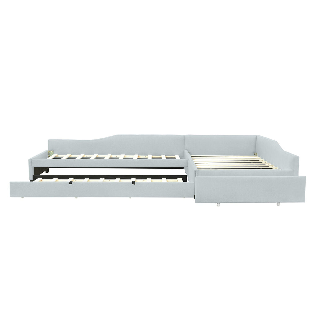 Upholstered Double Daybed With Trundle And Drawer
