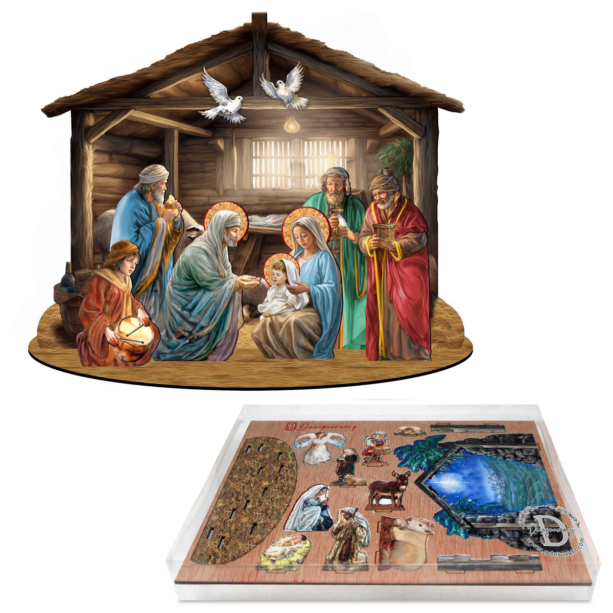 Nativity Scene Decorative Village Eco Wood Set by G. Debrekht Nativity Holiday Decor - 852763