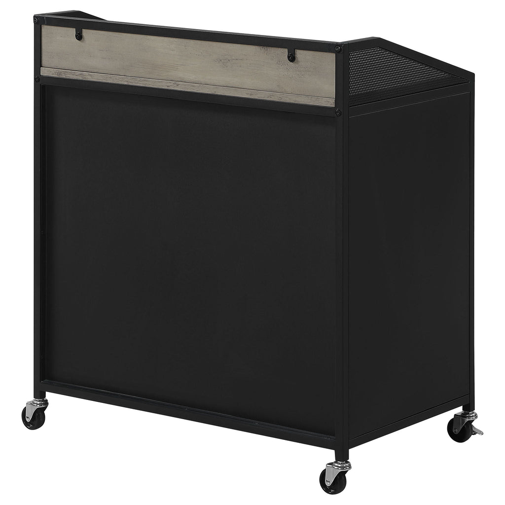 Arlette - 2 Door Mobile Home Bar Wine Cabinet With Smooth Rolling Casters - Black
