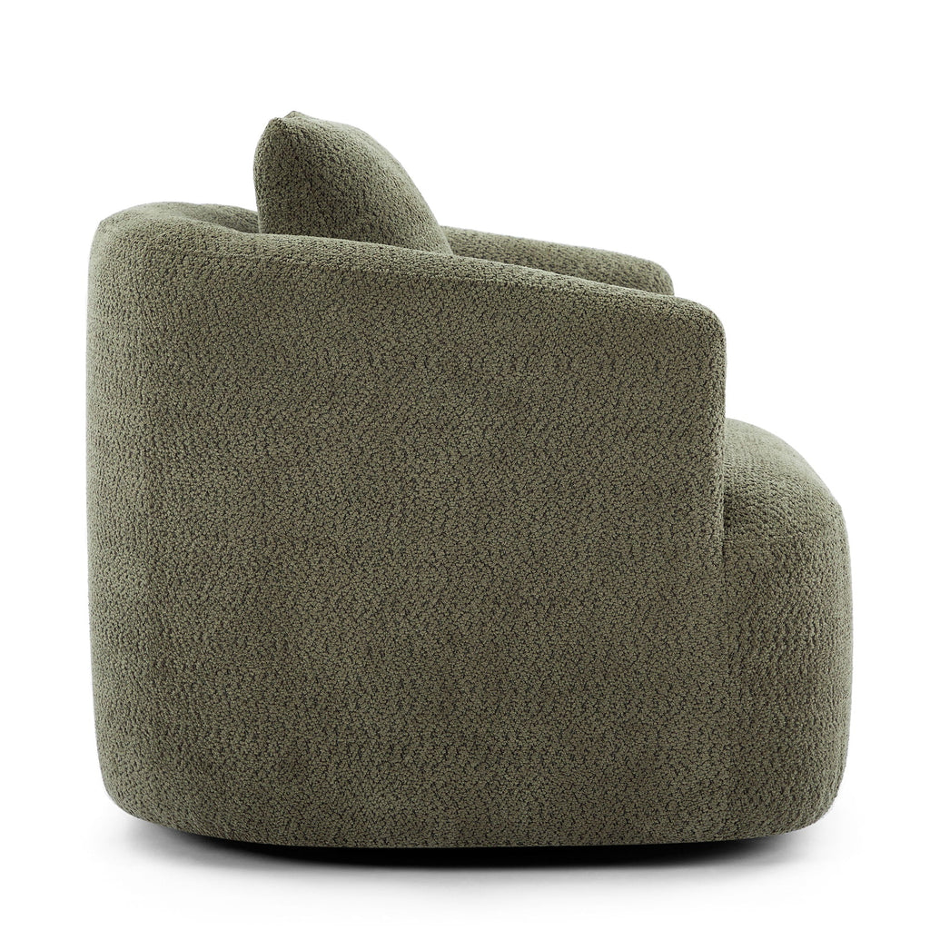 360° Swivel Barrel Sofa Chair With Throw Pillow, Upholstered Accent Chair