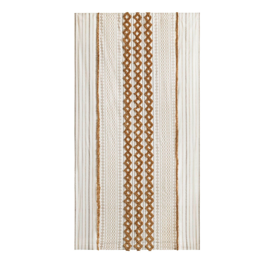 1 PC 50x84' Cotton Printed Window Panel with Chenille Stripe and Lining