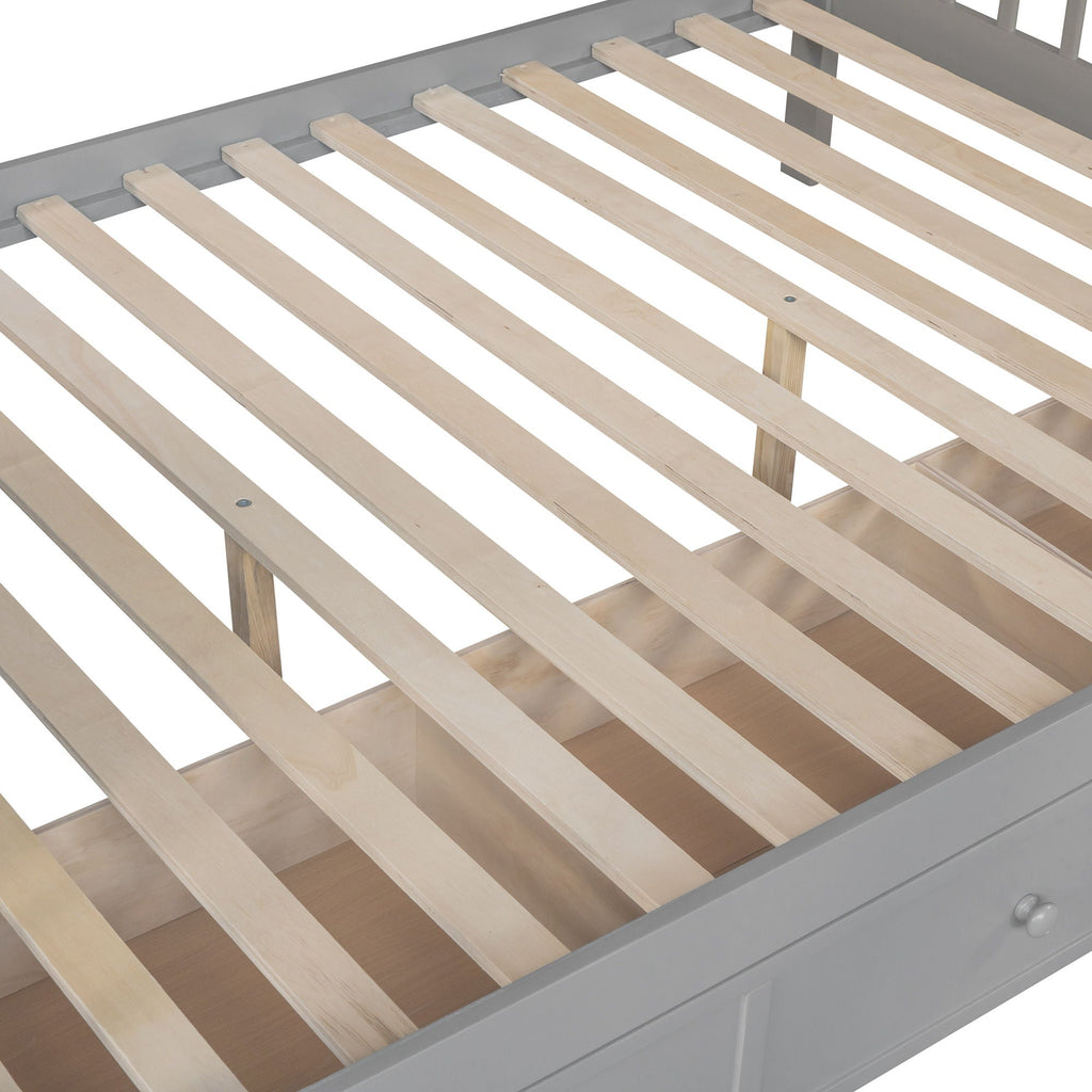 Solid L Shaped Bunk Bed With 3 Drawers, Ladder And Staircase