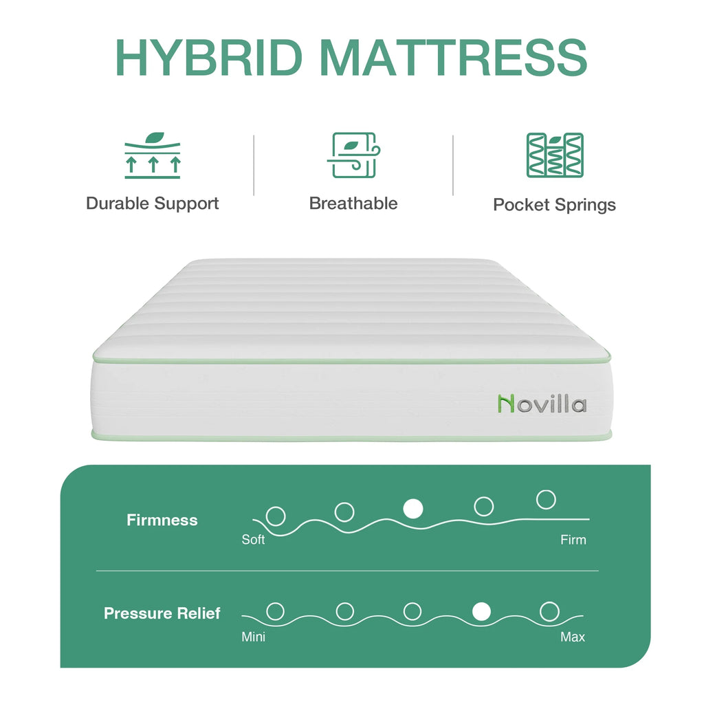 Snowfall 6 Inch Twin Size Mattress in a Box, Hybrid Medium Support Mattresses, Pocket Spring and Certipur-Us, Pressure Relief & Motion Isolation