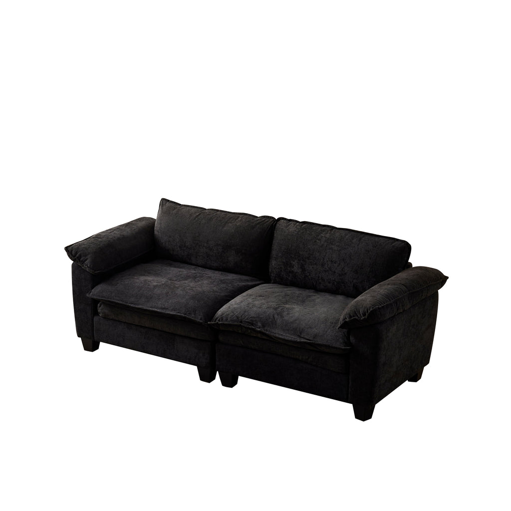 Living Room Furniture Big Loveseat Luxury Couch with Soft Chenille Upholstered Sofa Black