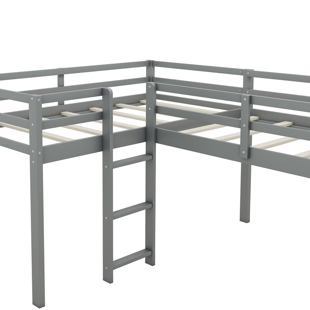 L Shaped Loft Bed With Ladder And Slide