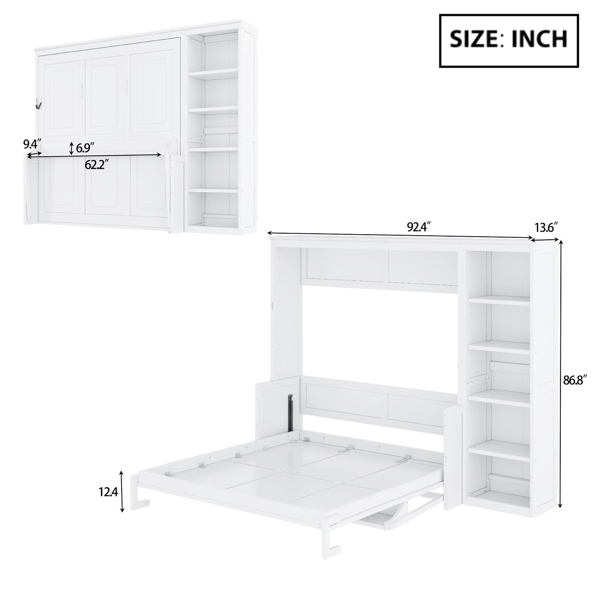Sturdy Murphy Bed With Desk And Bookshelf