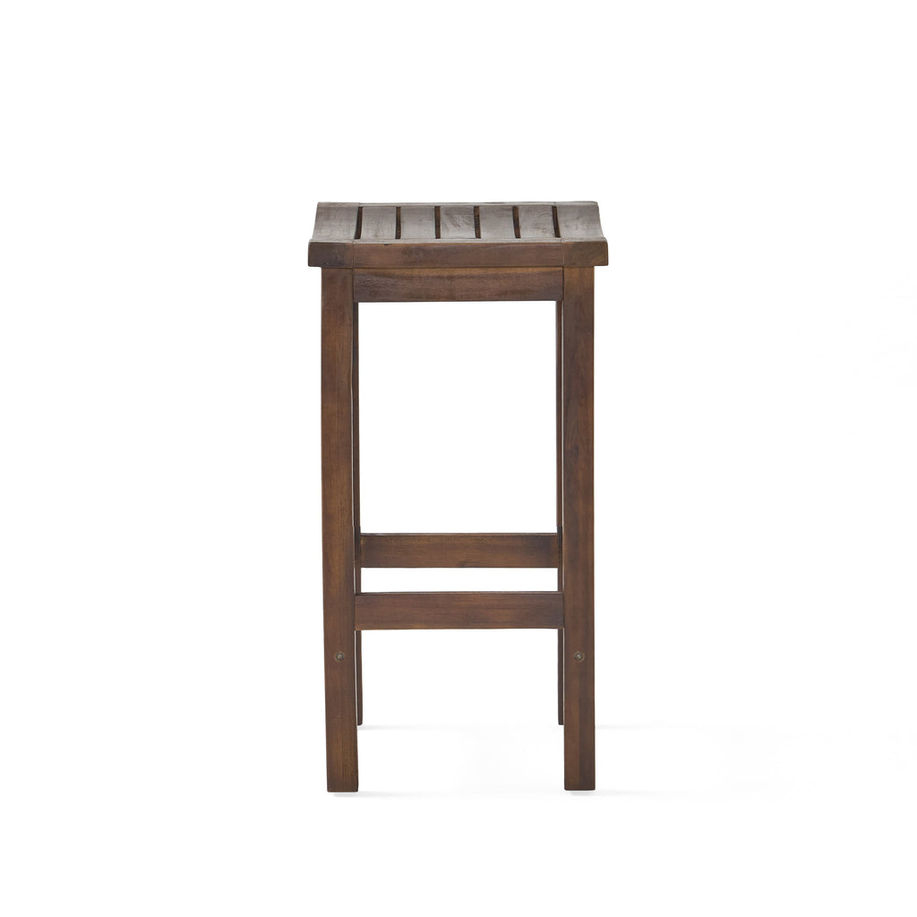 Outdoor Acacia Wood Counter Height Barstool Set of 2