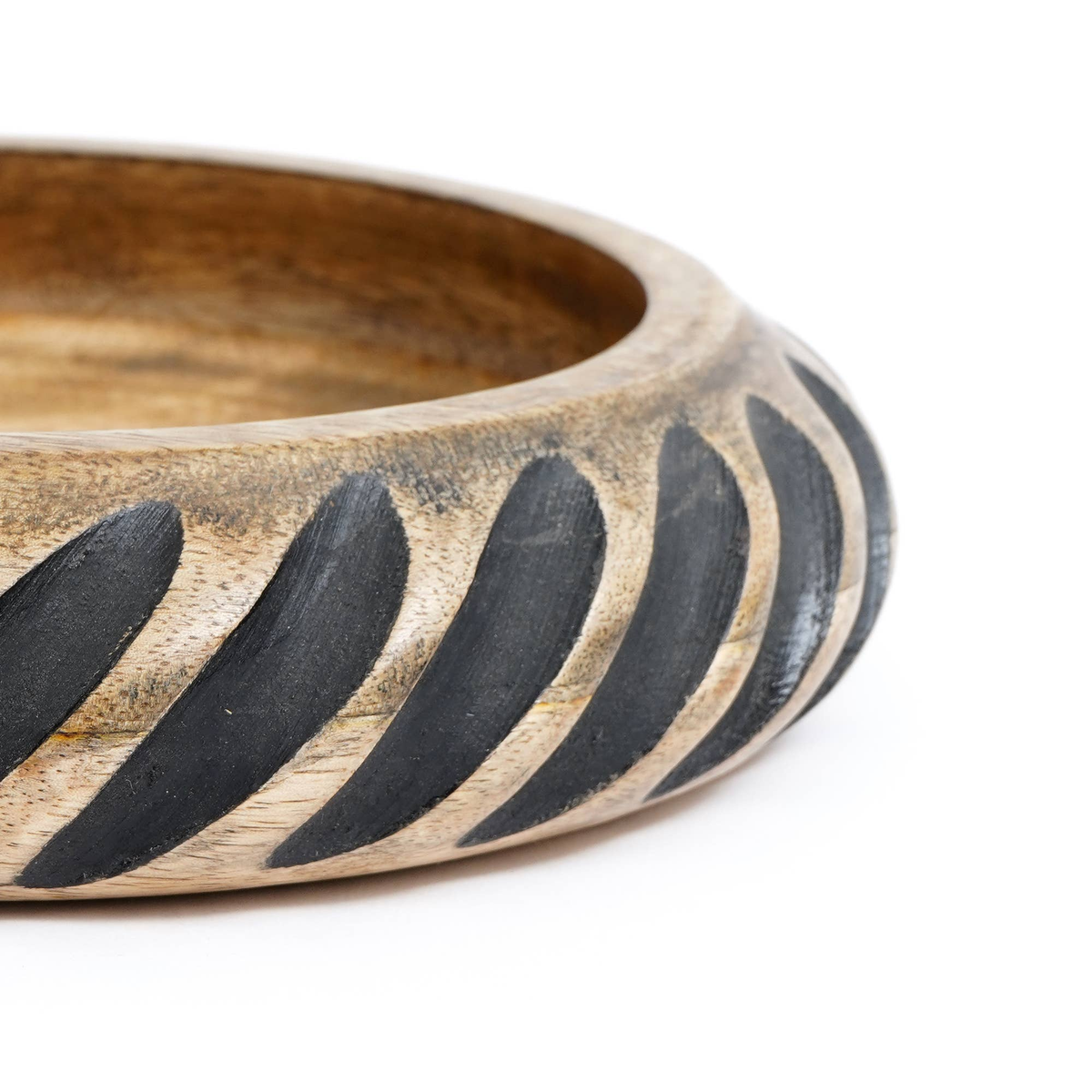 Handmade Wooden Bowl with Black Filler – Unique Artisan Craft