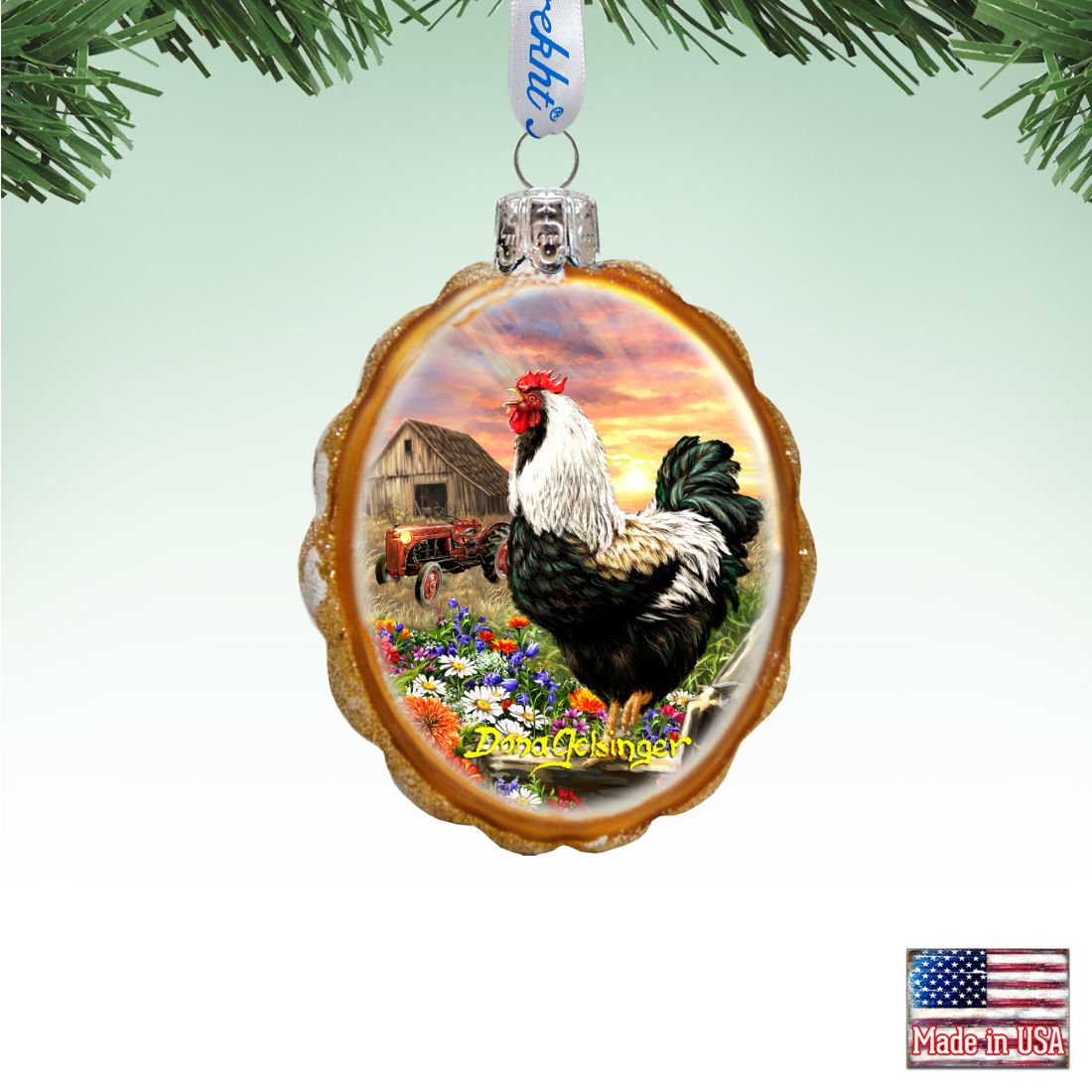 Sunrise on the Farm Mercury Glass Ornament by D. Gelsinger - Christmas Decor - 778114-DG