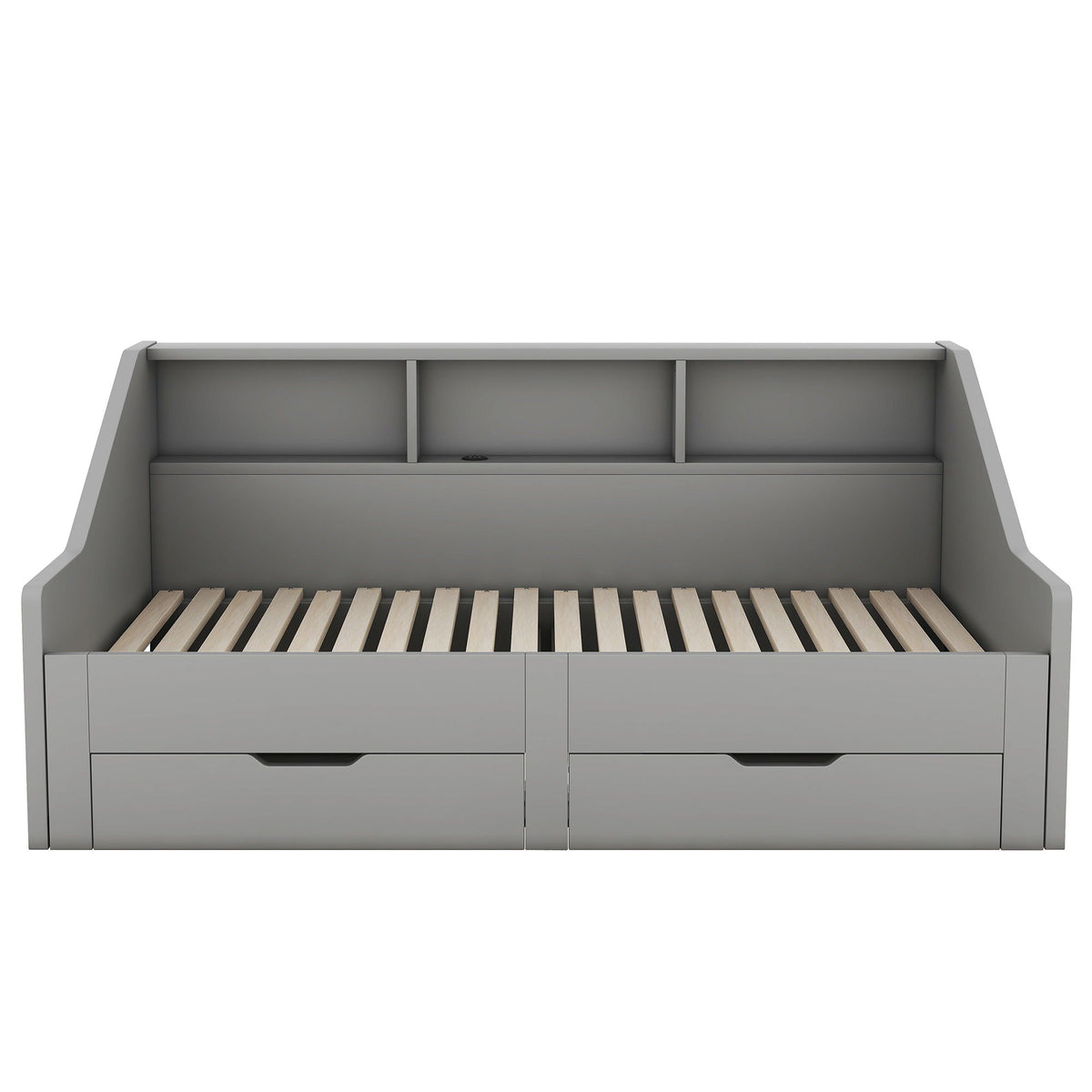 Daybed Frame With Storage Bookcases, 2 Drawers, Charging Station