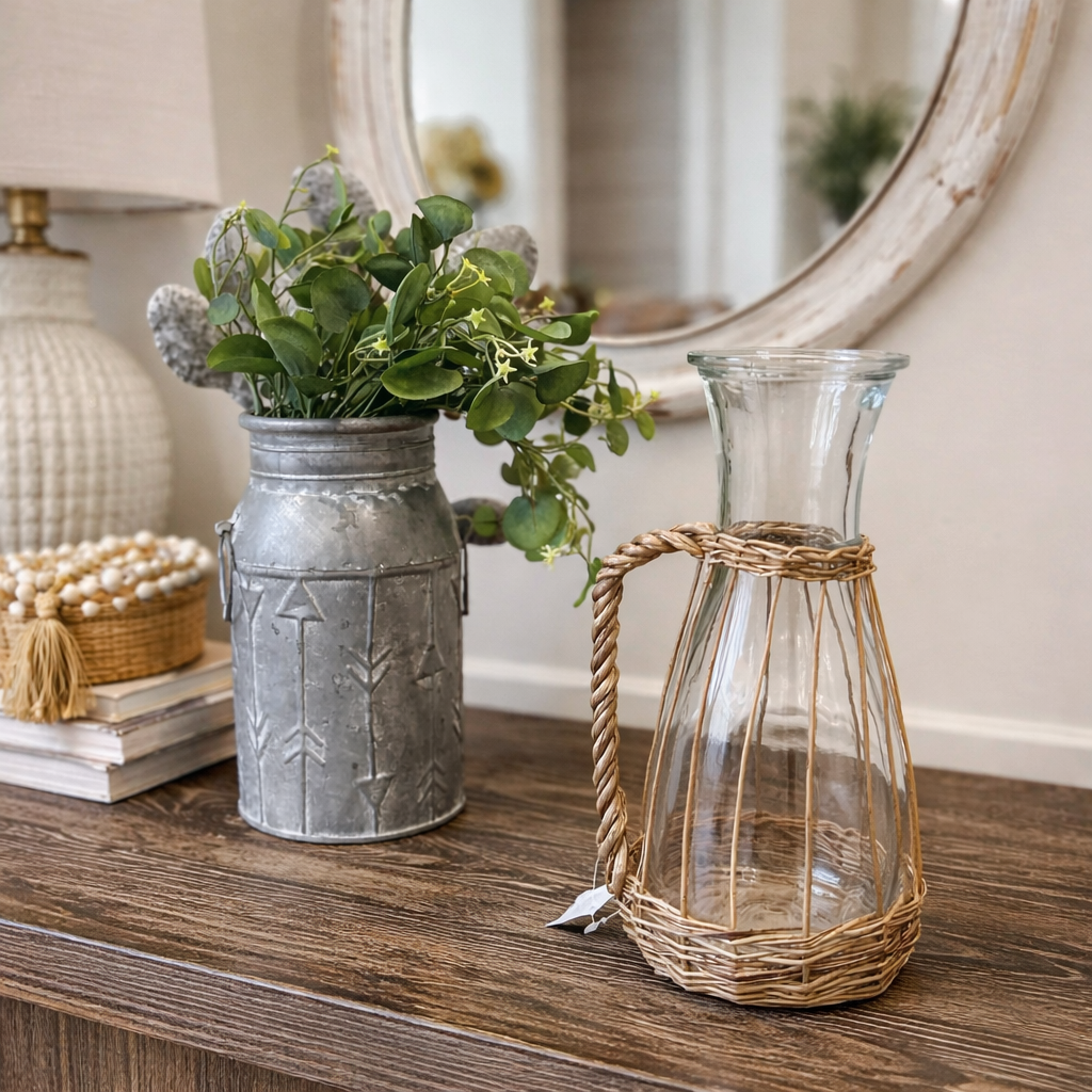 WILLOW WRAPPED GLASS PITCHER