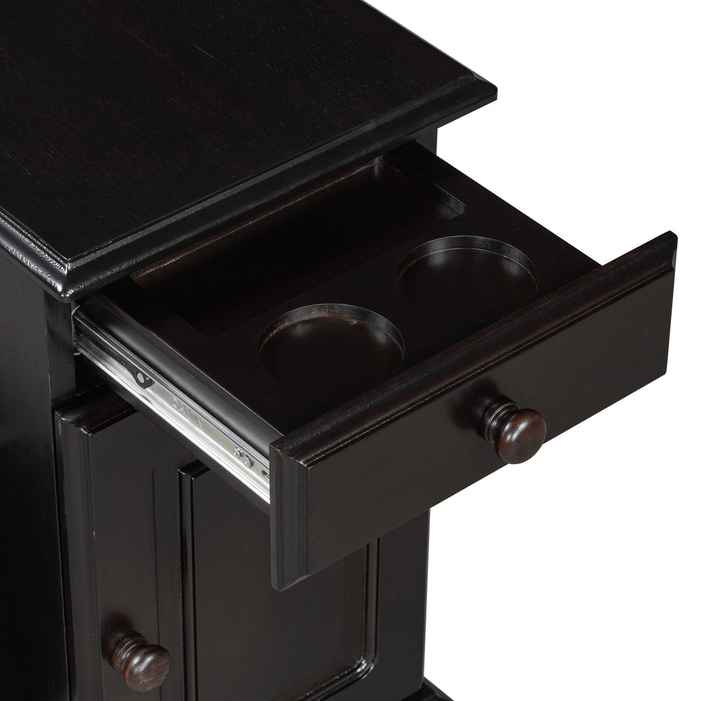 Vintage Flip Top Side Table With USB Ports