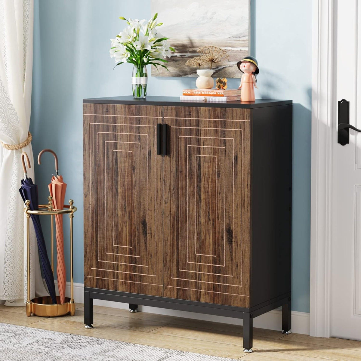 Shoe Cabinet With Doors, 5 Tiers Shoe Storage Organizer