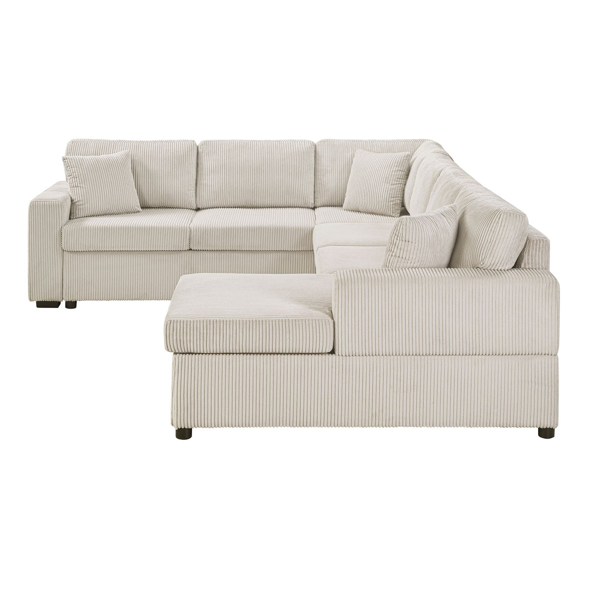 Oversized Sectional U-Shaped Sofa With Chaise Lounge And Three Soft Throw Pillows