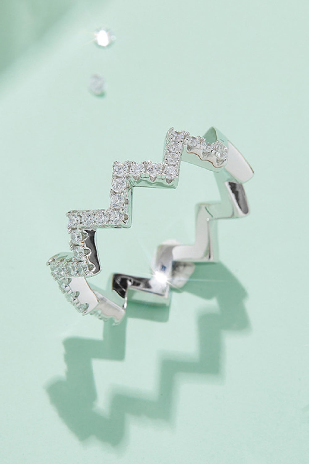 Sparkala™ Wavy Band Ring (Platinum Over Pure Sterling Silver)