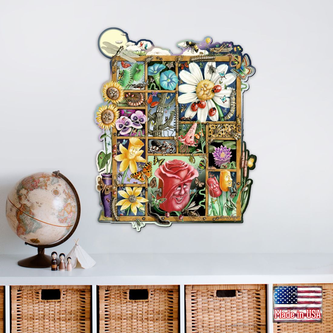 Bugs & Blossoms Whimsical Wall Art by Laura Seeley - Love Family Kids Decor - 8513002-LS