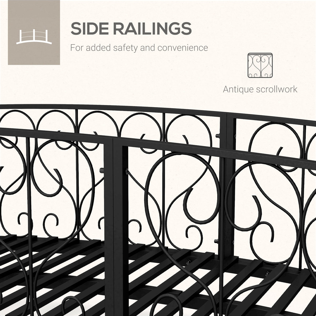 Outsunny 7' Metal Arch Garden Bridge with Safety Siderails