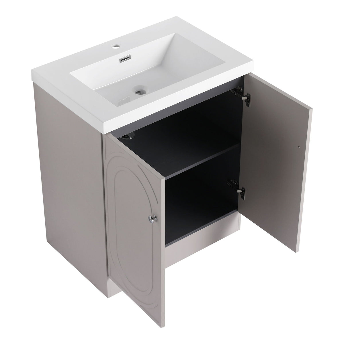 Contemporary Freestanding Bathroom Vanity With Resin Sink & Soft-Close Cabinet Doors