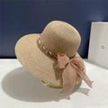 French Style Lace Strap Big Brim Beach Hat Seaside Play Straw Hat Female Sun-proof All-matching