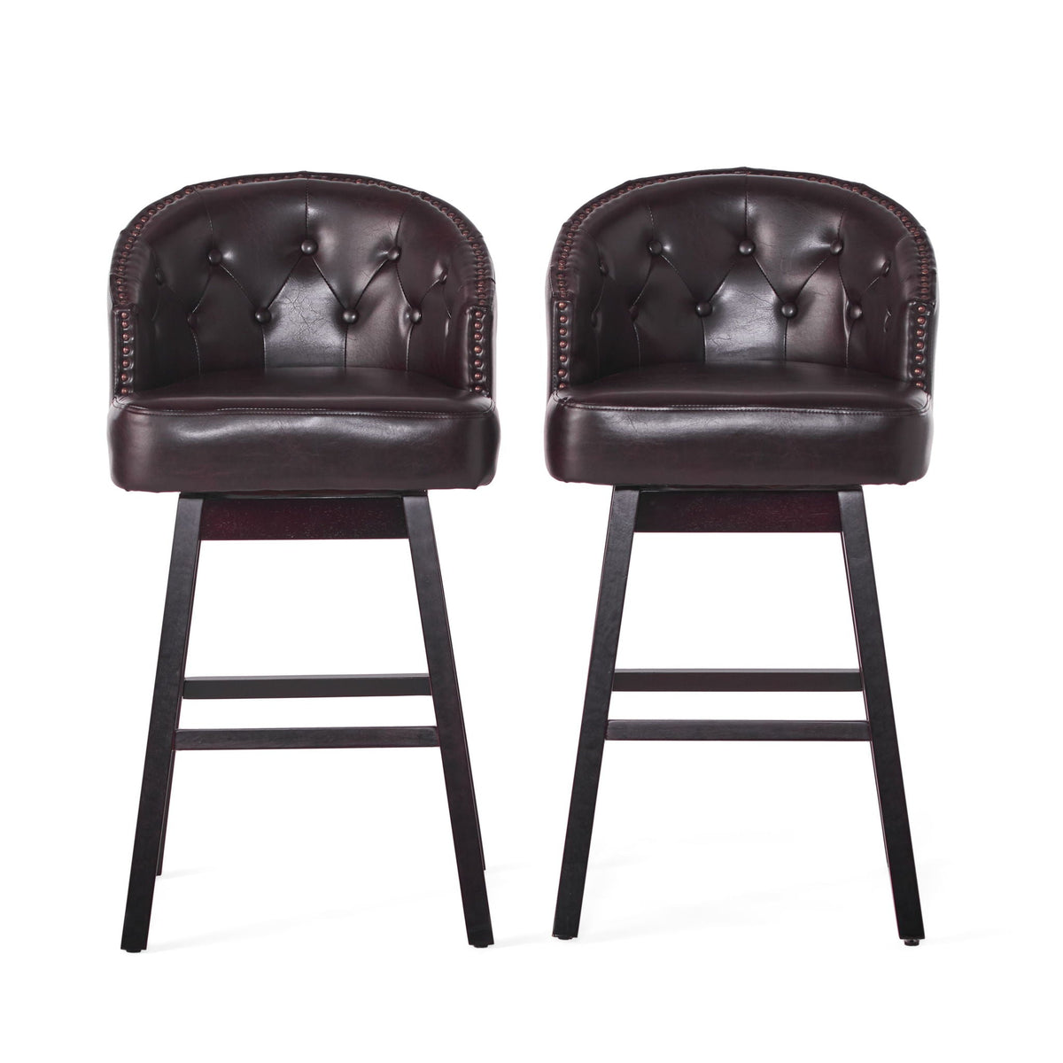 360 Degree Swivel Bar Stool With Stunning Nailhead Trim (Set of 2)