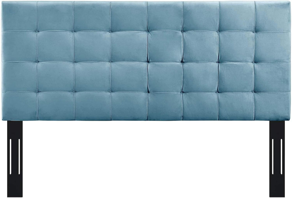 MOD-5853 Paisley Upholstered Biscuit Tufted Performance Velvet Full/Queen Headboard Size in Sea Blue