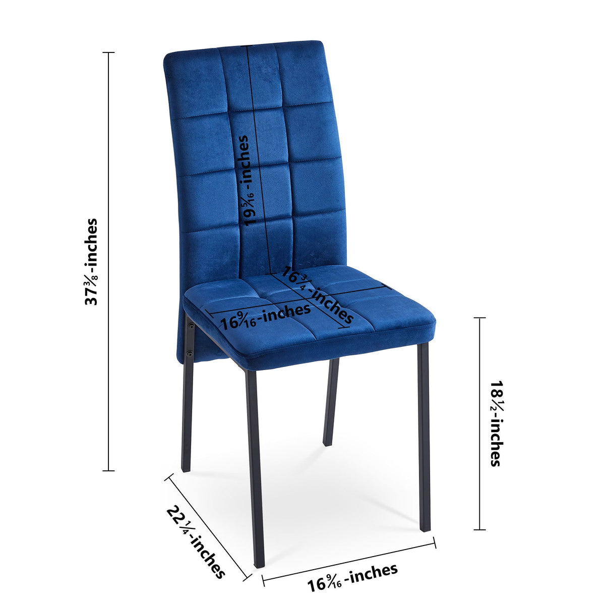 High Back Nordic Dining Chair Modern Fabric Chair With Legs (Set of 2)