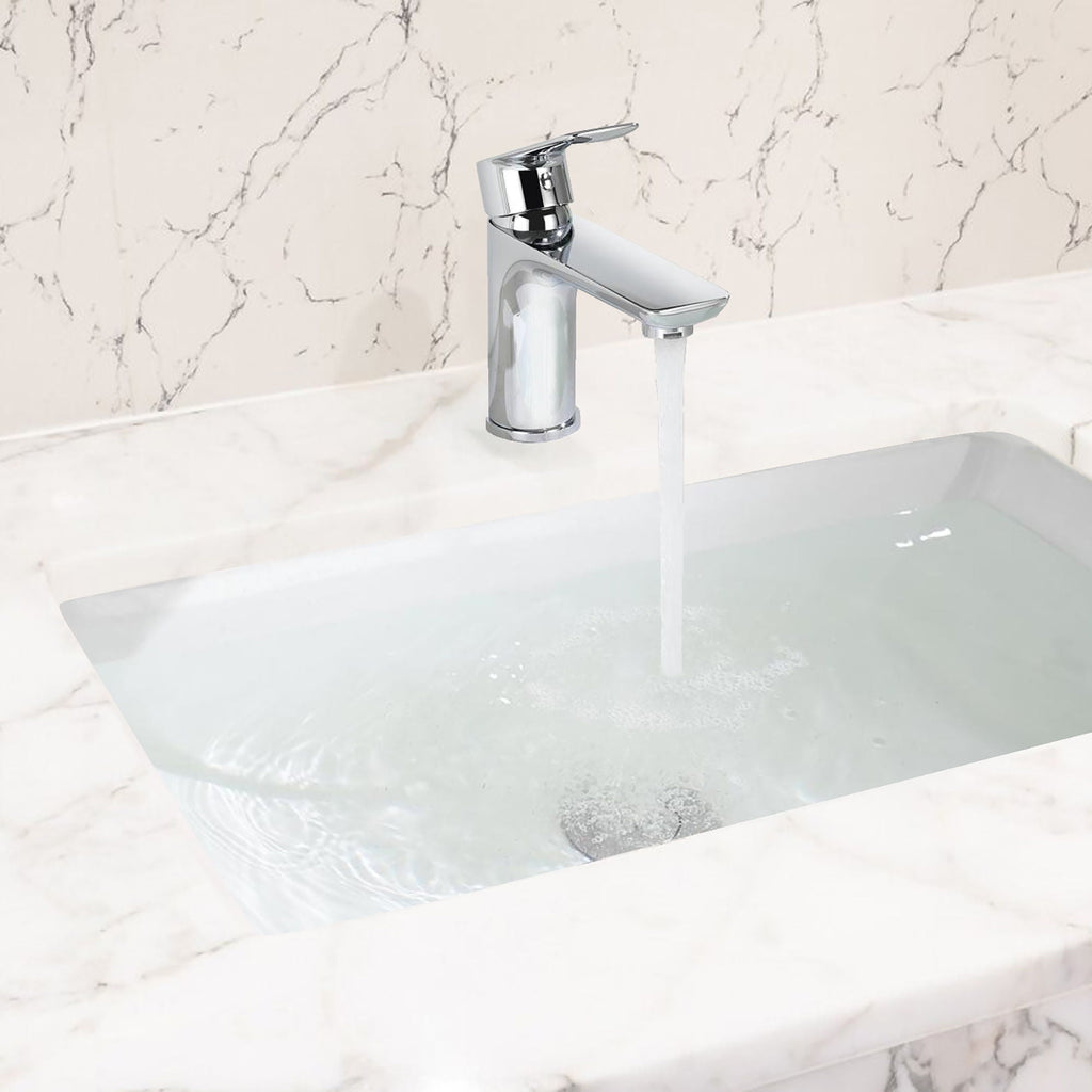 Single Handle Lavatory Basin Sink Faucet Brass Bathroom Faucet With Hot And Cold Water Control - Chrome