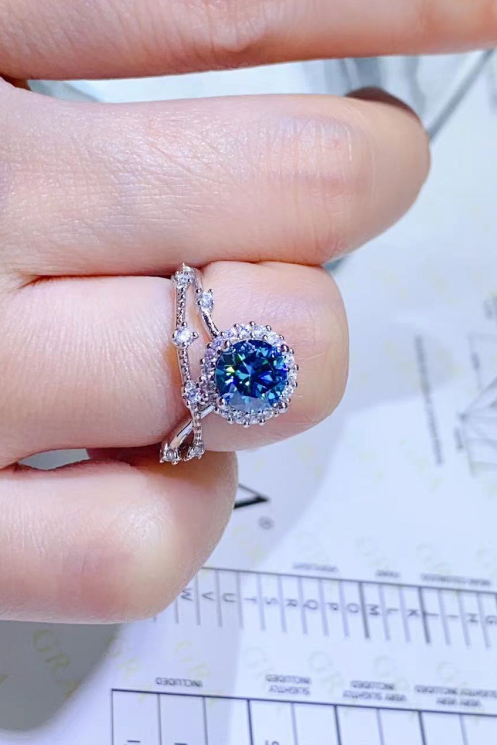 1 Carat Blue Brilliant Round Cut Sparkala™ Platinum Over Pure Sterling Silver Ring (Blue Or Purple)