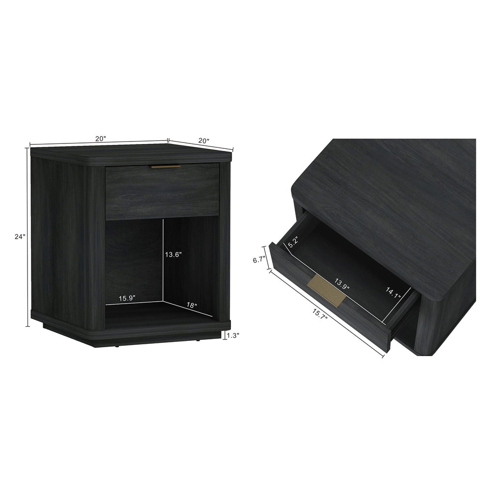 Evelyn - Nightstand With 1 Drawer And Open Shelf