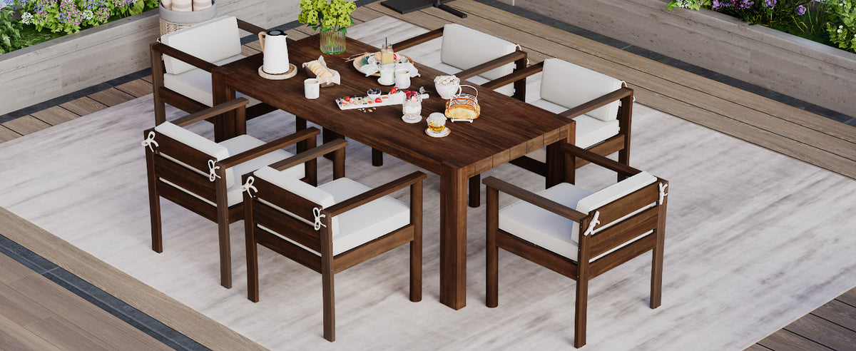 TREXM 7-Piece Patio Dining Table Set for 6