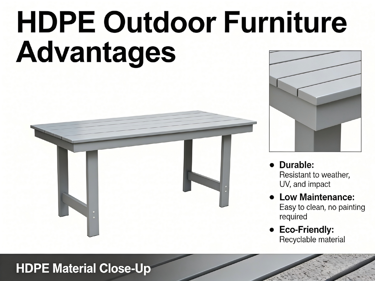 HDPE Outdoor Patio Dining Set with Table and Four Chairs