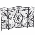 Mariella Traditional Floral Iron Fireplace Screen with Ornate Design