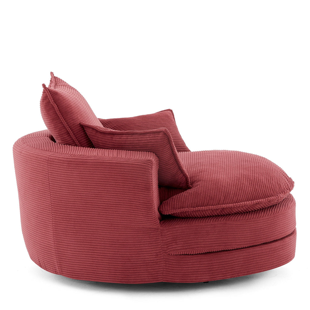 360° Swivel Accent Barrel Chair With Dual Layer Cushion And 3 Removable Pillows